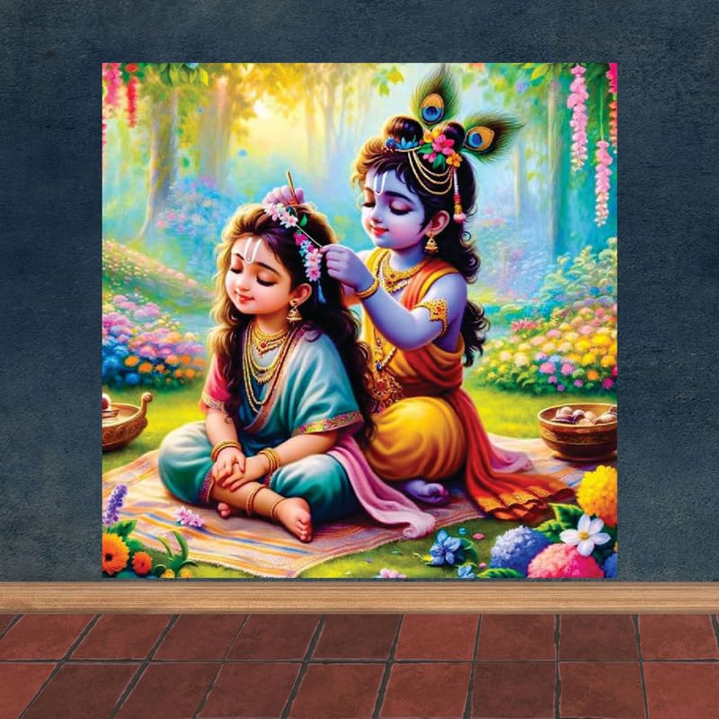 Image of British Terminal Cute little Bal Gopal Baby God Krishna| Kanha Ji | Laddu Lord Makhan Chor Painting Religious Poster for Pregnant Women for wall (matt thin vinyl,sticker,multicolor,unframed)| bj335