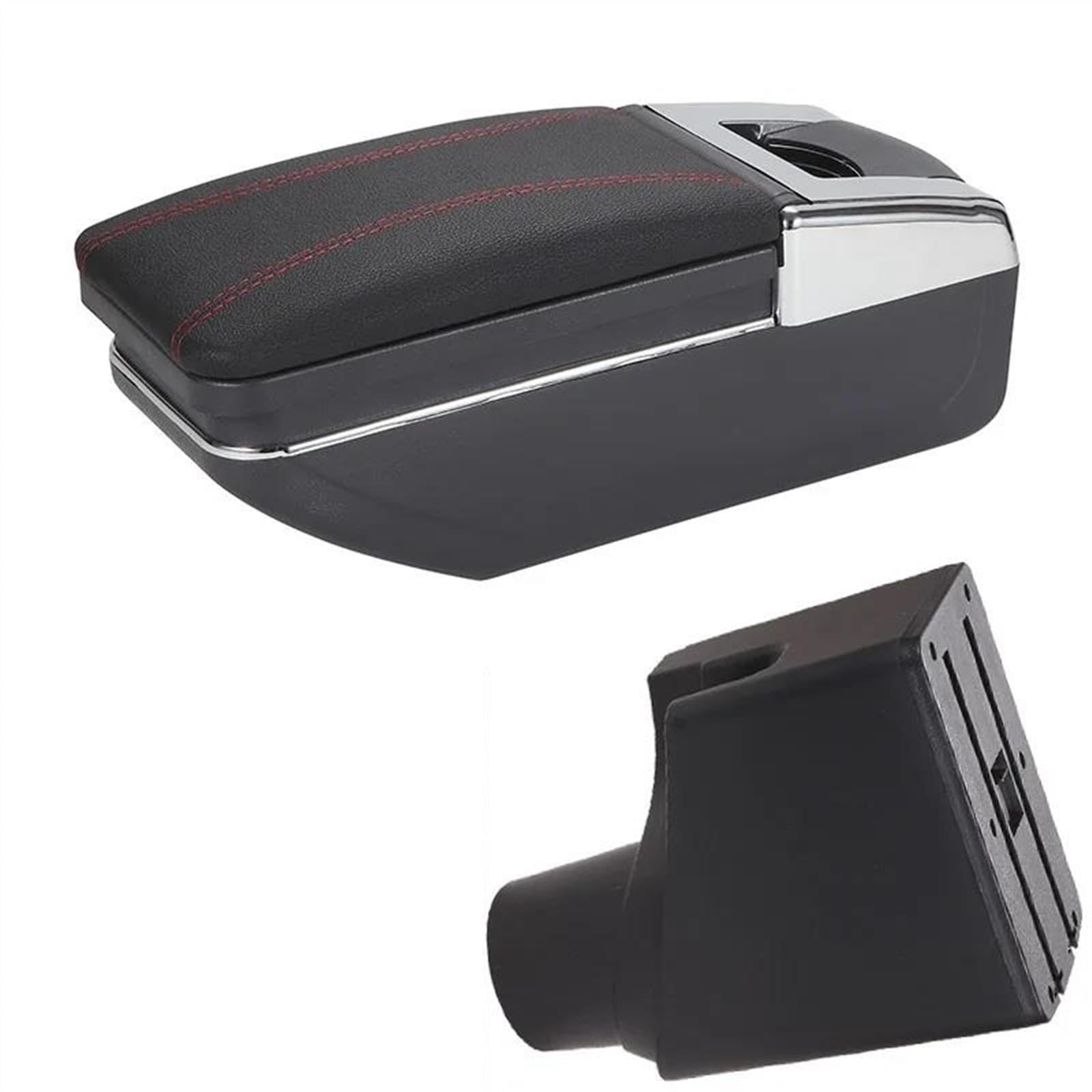 NOHEEU Car Armrest Box Center Storage Interior Details Retrofit Parts For Yaris For Hybrid 2015-2023(C1 Black red No USB)