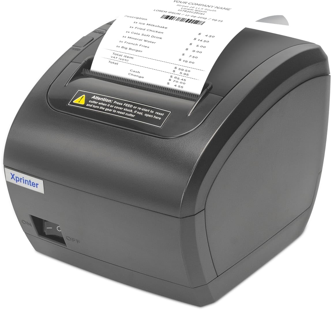 SENSIBLE CONNECT XP-F600 (USB + Ethernet) 3 Inch Thermal Barcode/Receipt Printer with 24 Volt Adaptor,Black