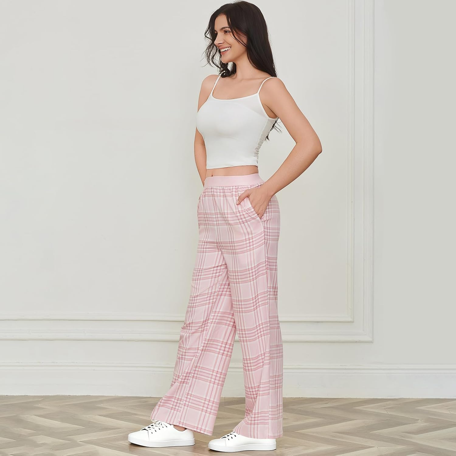 Women's Plaid Pajama Pants: Cotton Christmas PJ Bottoms with Pockets, Soft Comfy Wide Leg Lounge Sleepwear - Image 3