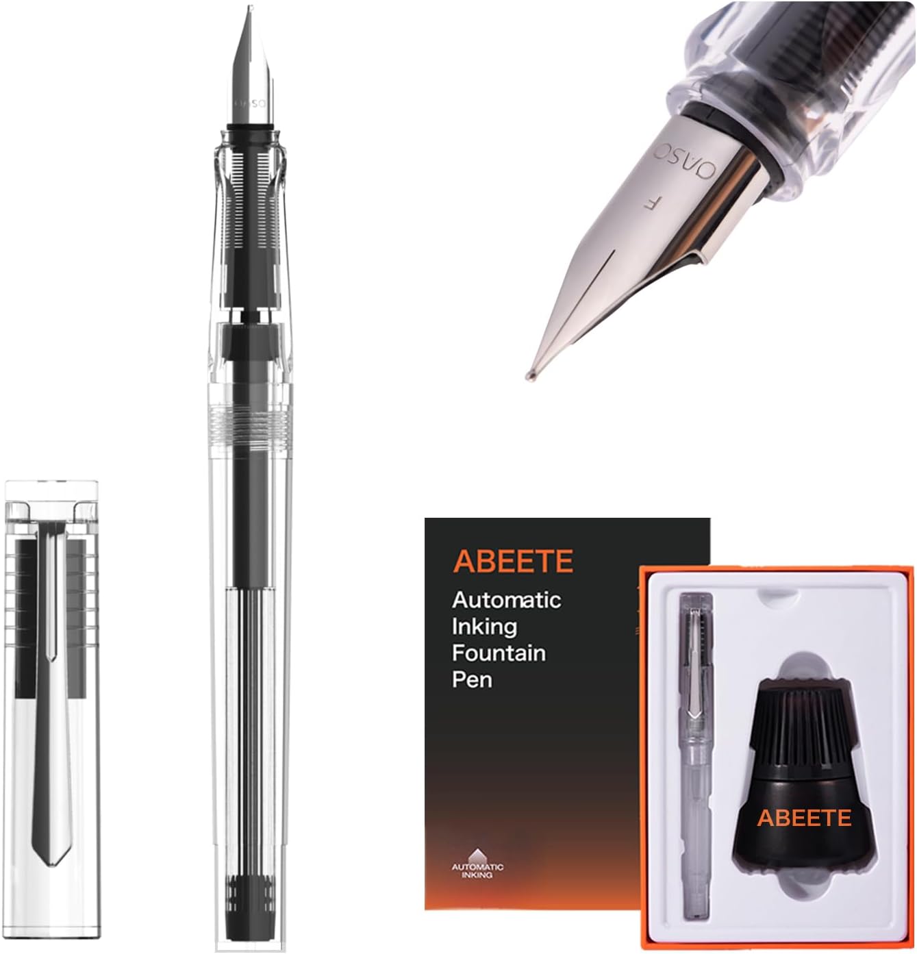 Amazon.com : ABEETE Self-Inking Fountain Pen Set, Auto Ink Refill No ...