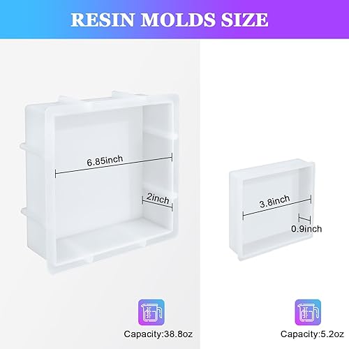Miniatura 2 de KISREL Moldes Grandes Cuadrados de Resina, Molde Cuadrado de Silicona para Resina Epoxy, Molde Grande para Conservación de Flores, Moldes de Vaciado