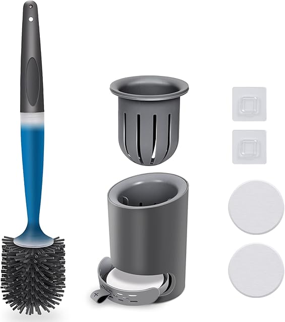 Midyb Toilet Brush Set, Wall Mounted Toilet Brush and Holder with Liquid Dispenser, Toilet Brushes & Holders for Bathroom Cleaning
