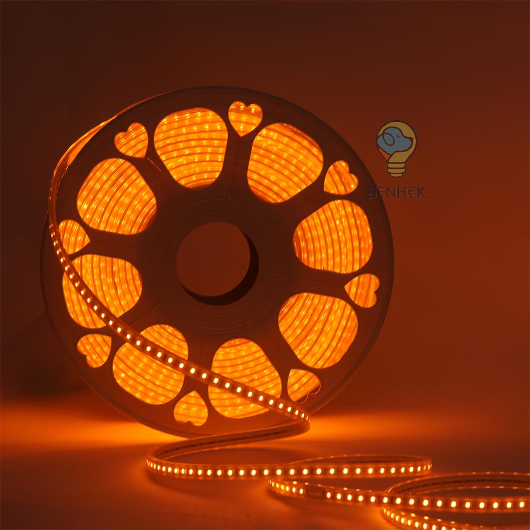 BENHEK® 50 Meter LED Rope Light for Decoration with Adapter, Cove Light for Ceiling, Strip Lights for Diwali Decoration, Birthday, Christmas (Amber), Waterproof Pipe Light (B0CT5M7M98) Amazon Price History, Amazon Price Tracker