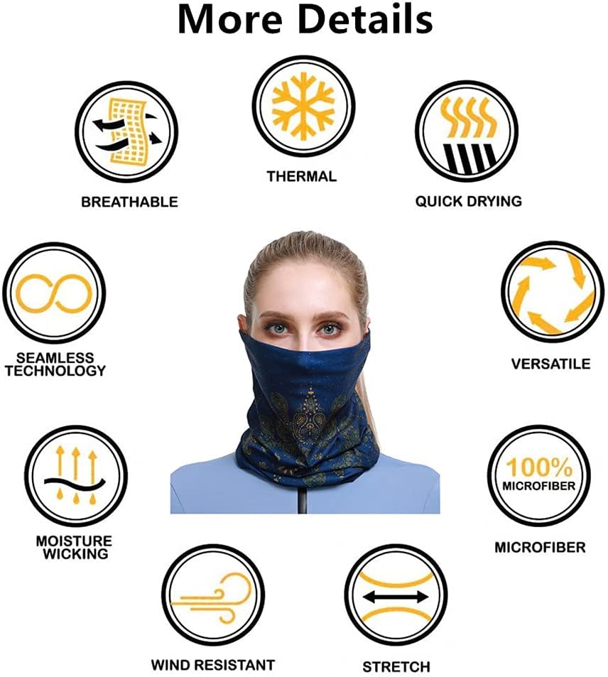 VANCROWN Headband Neck Gaiter Head Wrap Headwear Face Mask Magic Scarf Bandana for Men and Women image 5