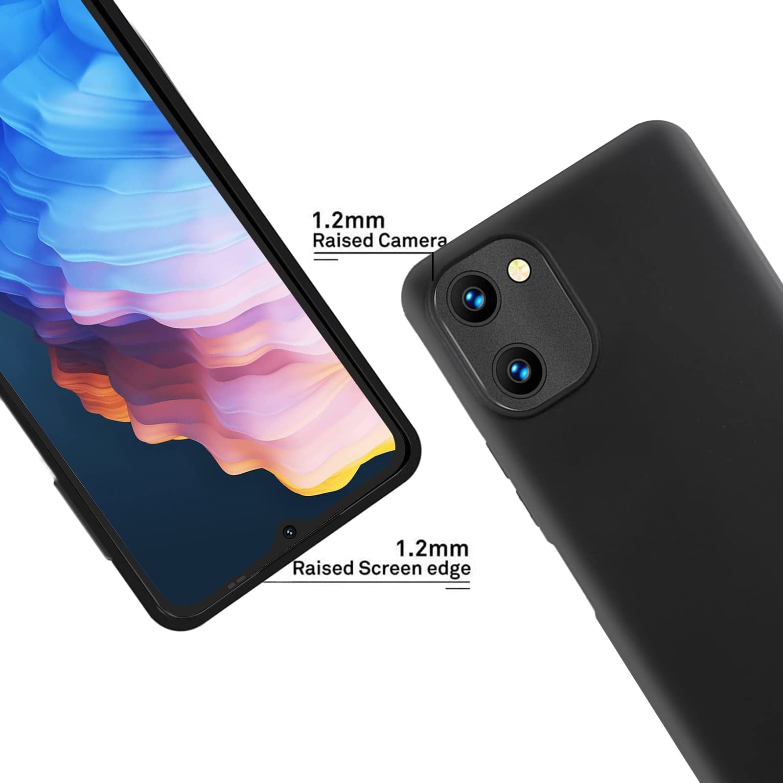 DQG Cover + Pellicola Vetro Temperato Per Umidigi C1 Max - Custodia In Silicone TPU Nero E Protettore Schermo 9H (KE34) - 2