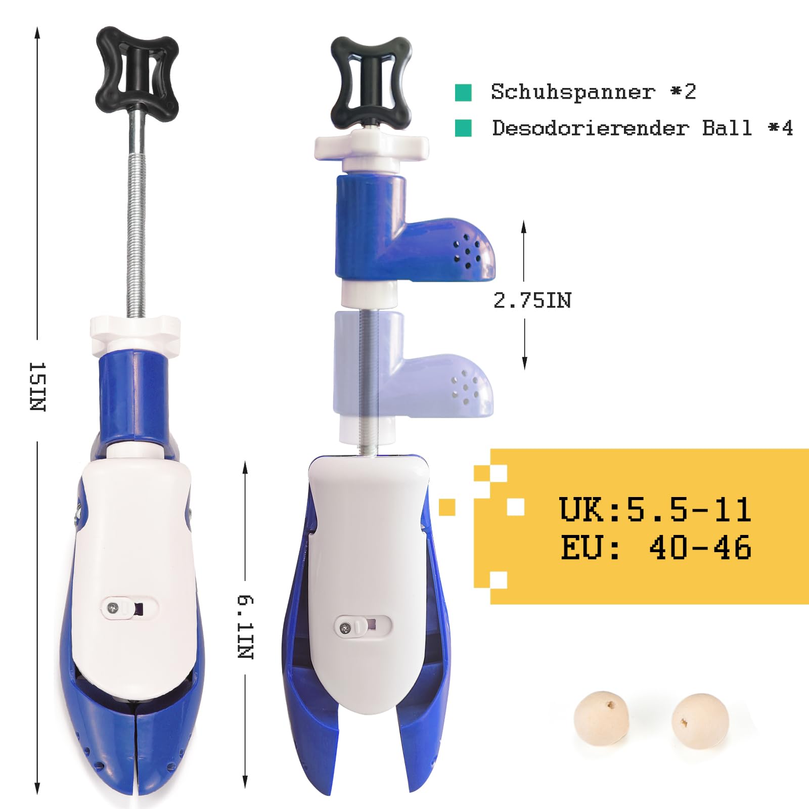 Extensor de zapatos para hombre y mujer, pies anchos gruesos, longitud ajustable de 4 vías, ancho y altura, horma de zapatos Widener Spin suelto caja de dedos talón alto empeine
