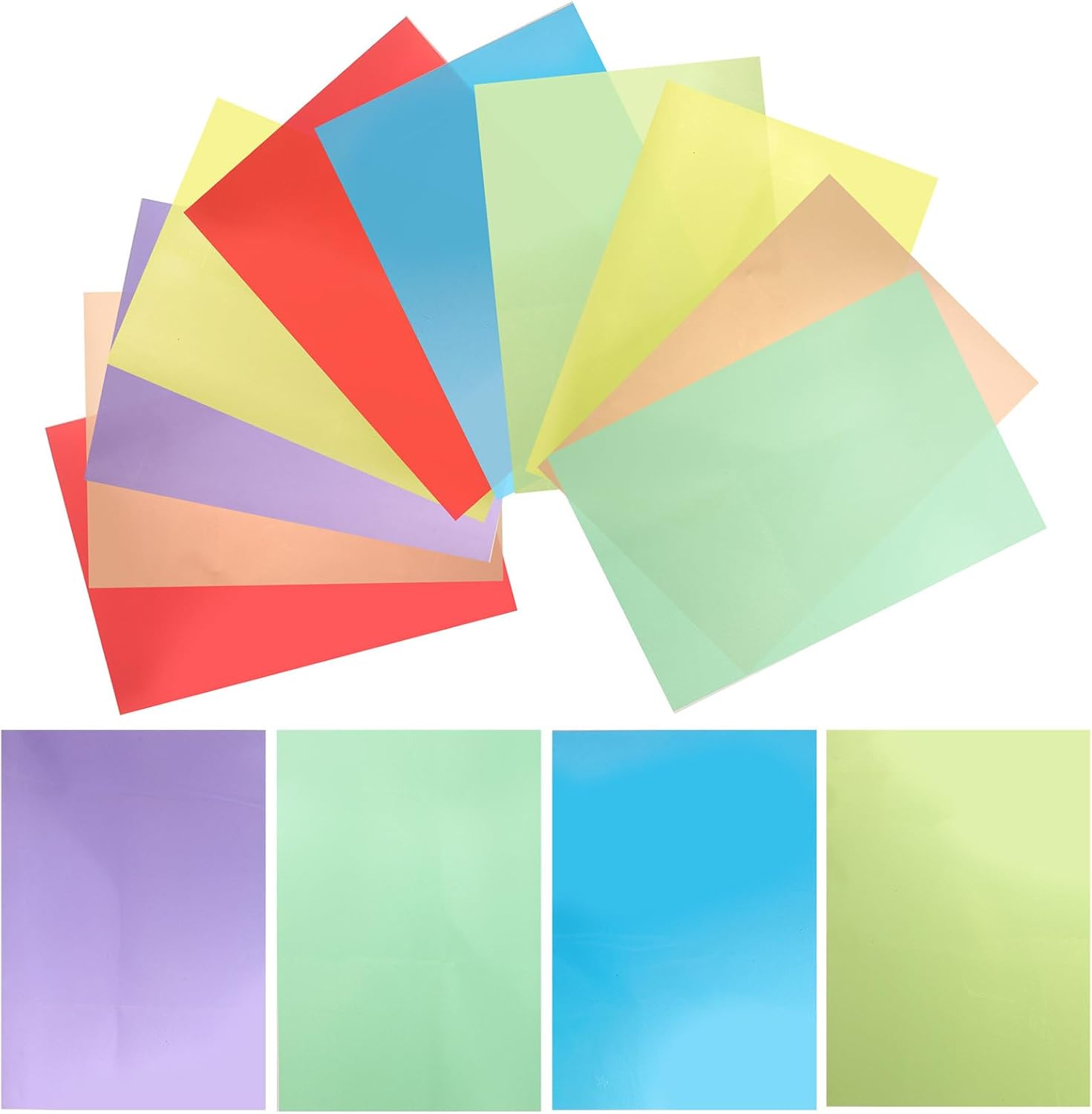 FELTECHELECTR 14 Sheets Colorful Cellophane Sheets DIY Craft Hard Paper for Multi-colored A4 Size for Arts, Crafts, Wrapping and Decoration