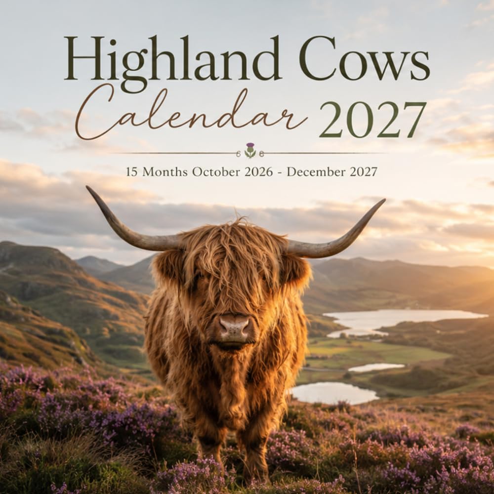 Highland Cows Calendar 2027: 15-Month • October 2026 – December 2027: Beautiful Highland Cow Photography, Spacious Monthly Planning Pages