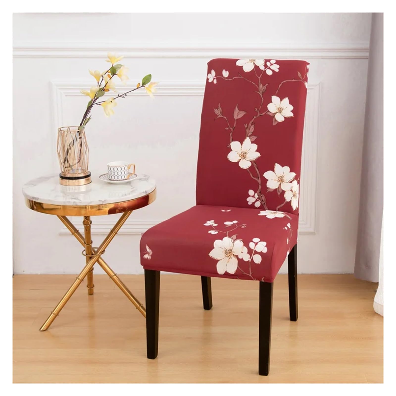 GCYEIDMA Printed Chair Covers 4/6pcs Stretchy Dining Chair Covers with Floral Print - Removable & Machine Washable Slipcovers(D,6PC)