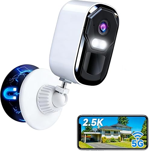 Security Cameras Wireless Outdoor, 2.5K Battery Camera, 2.4G/5GHz WiFi, Spotlight & Siren Alarm, Color Night Vision, AI Motion Detection,