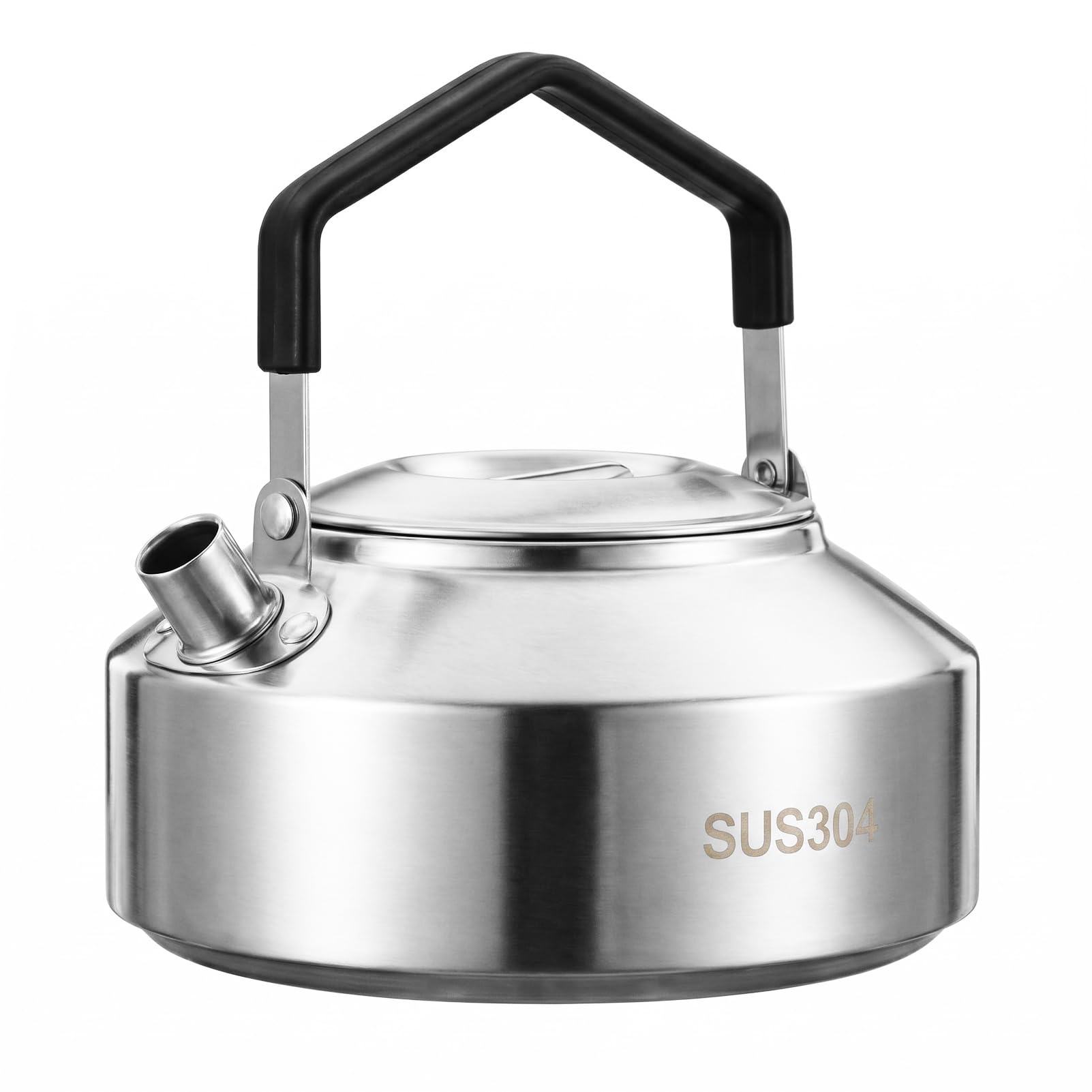 1-Liter Stainless Steel Camping Kettle, Portable Stovetop Kettle for Campfire and Hiking, Fast Boil Durable Kettle for Outdoor Tea, Coffee, Soup (Silver)