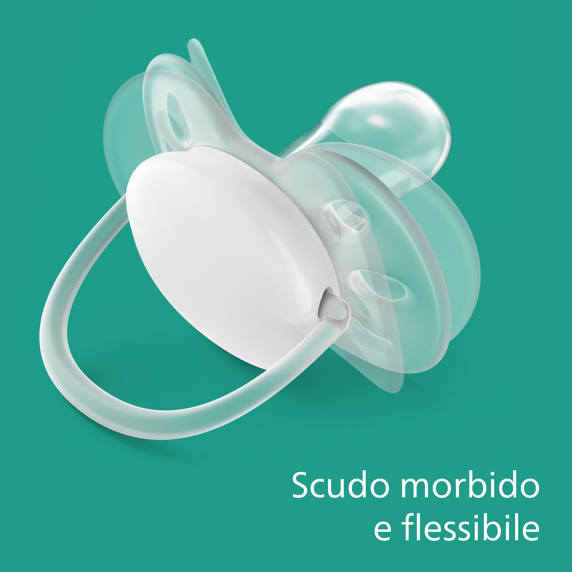 Philips Ciuccio Avent ultra soft - 2 ciucci morbidi e flessibili per bambini di età compresa tra 6 e 18 mesi, senza BPA, con custodia da trasporto per sterilizzatore modello SCF091/17