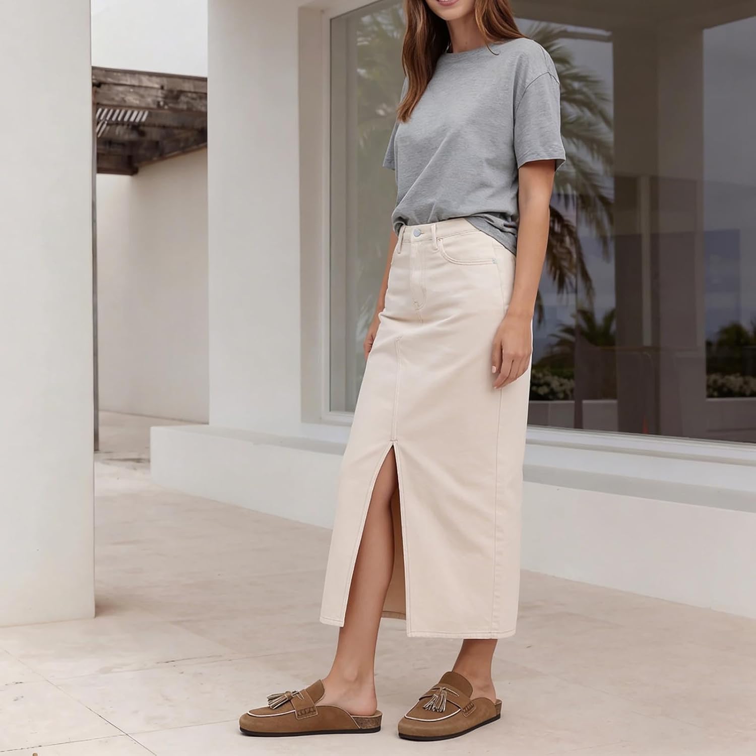 Suede Clogs for Women Cork Tassel Flat Loafers Comfort Mule Clogs Slip on Round Toe Walking Shoes Boat Fall Slippers - Image 3