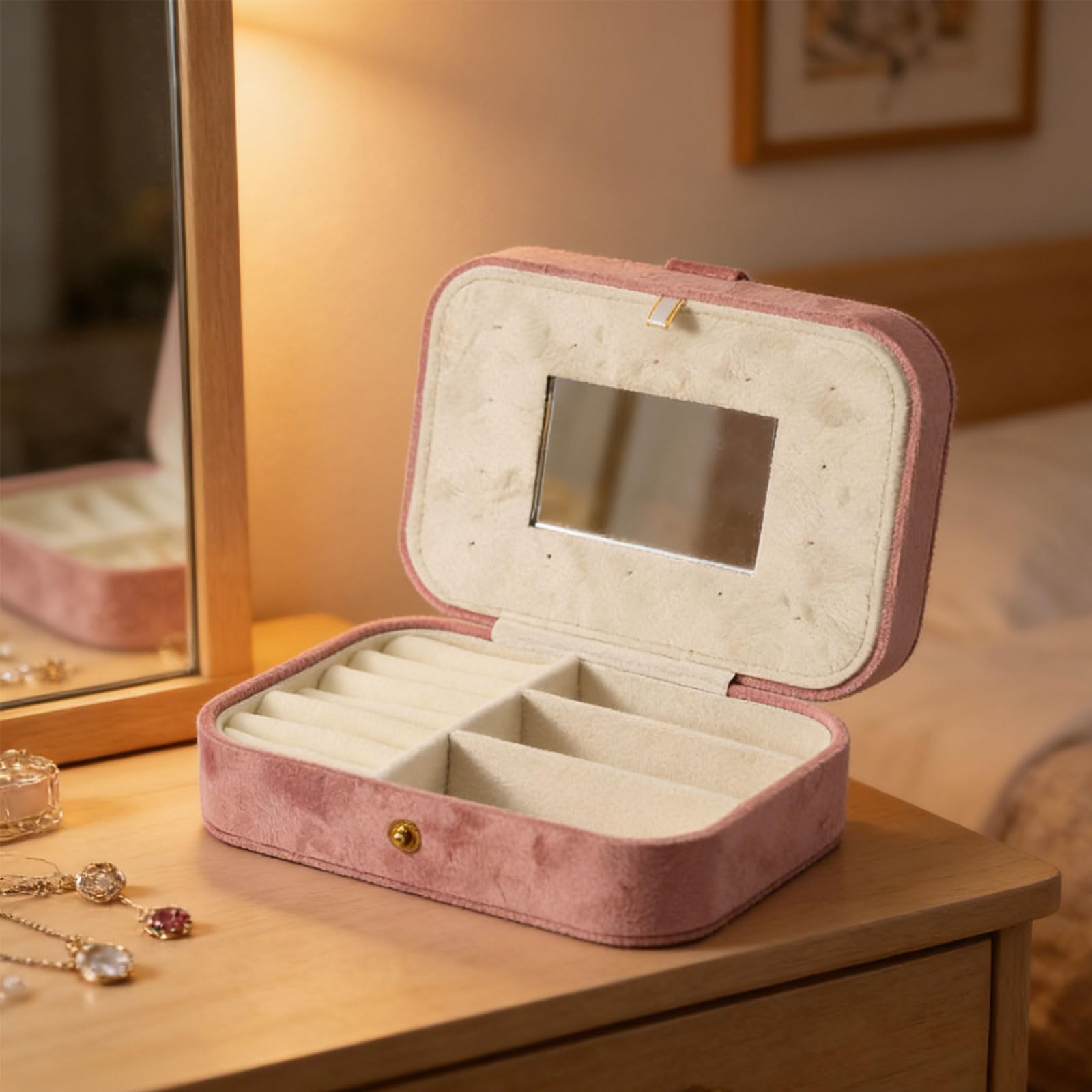 Générique Boîte de rangement de bijoux en velours pour le, red, A