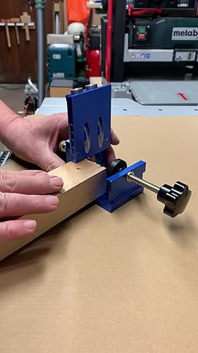 Verstelbaar zakgatboorsjabloon voor houten pluggen, blauw schuin gat boorsjabloon, meubelbouw, zakgatmalset, pluggenhulp, boorhulp, met 2 stuks 9 mm boren schuine boormachine