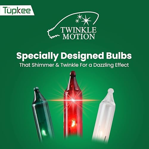 Miniatura 3 de Tupkee Juego de luces de punta de llama parpadeante aleatoria, 8 de 50 luces parpadeantes, 50 mini bombillas rojas, verdes y transparentes con