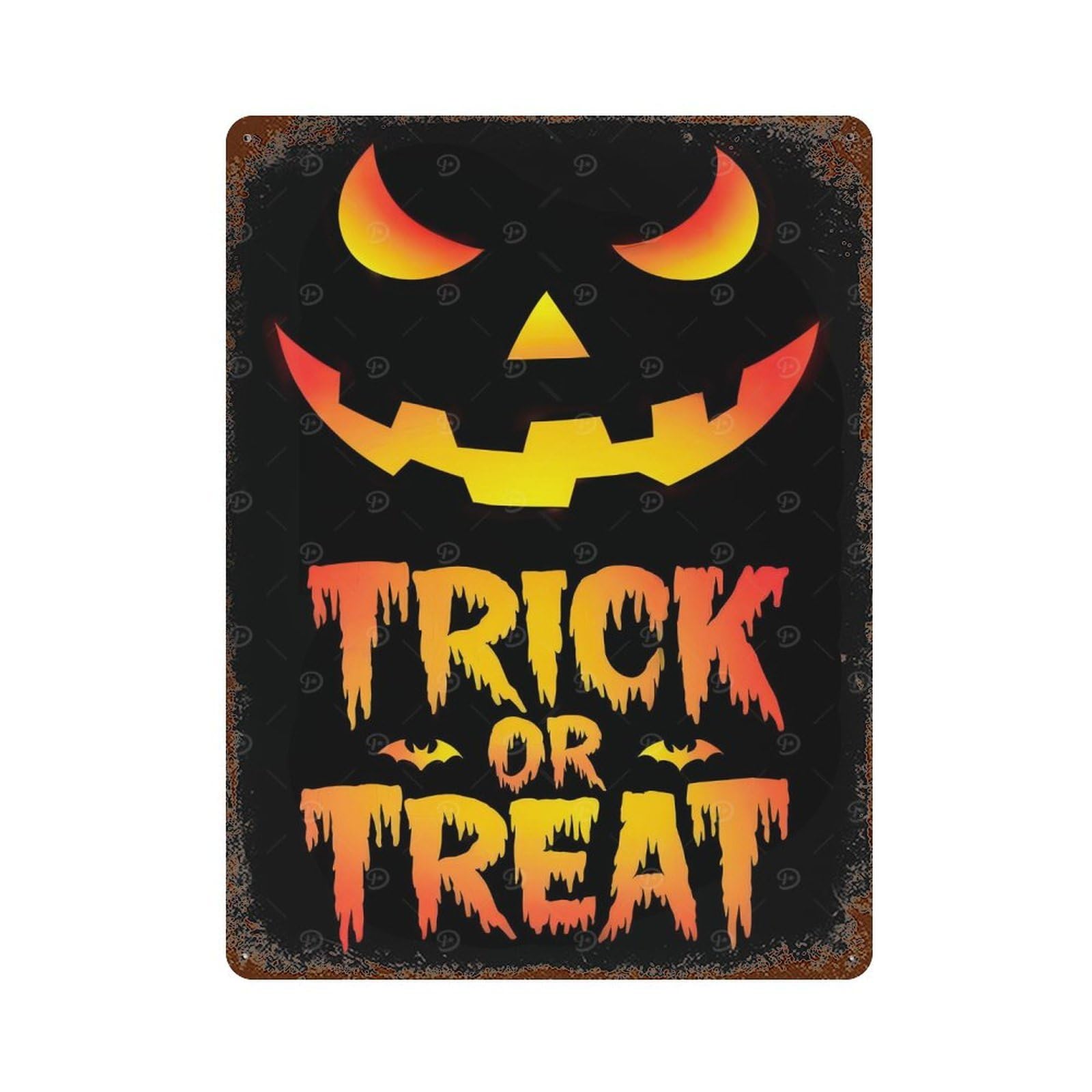 Halloween Jack-o-Lantern 15.7"x11.8" Rusty Metal Tin Sign, Farmhouse Wall Decor for Office, Studio And Wall Decor