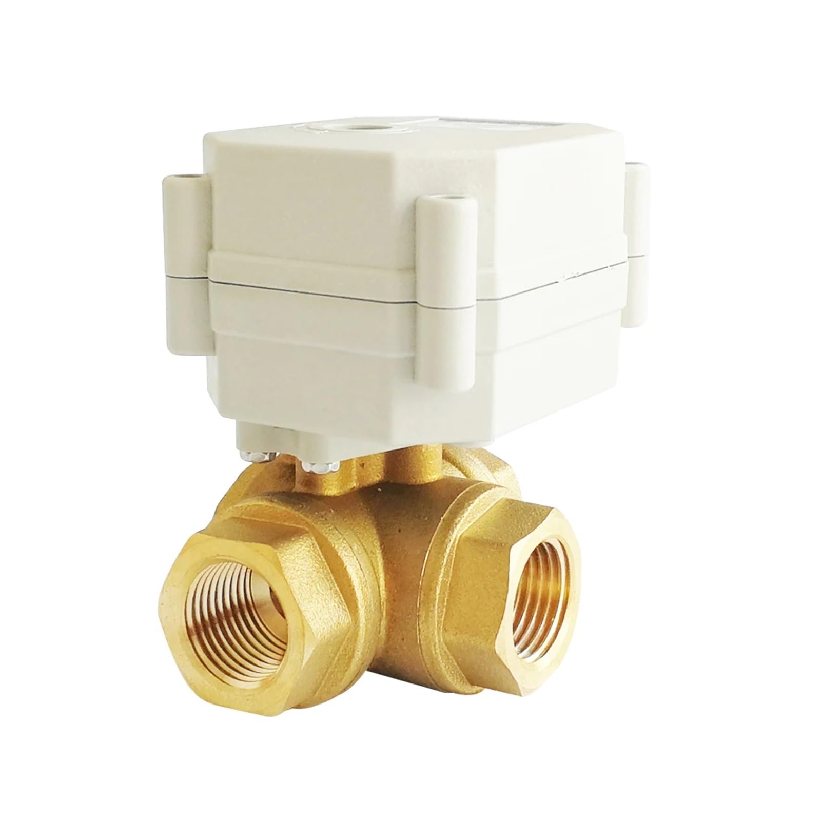 Válvula de Bola TF15-BH3-C de latón, de 1/2'', Horizontal, de 3 vías, Tipo T/L, con Apagado automático y Retorno, con indicador, CA/CC, 9 V-24 V(T Bore Flow B,CR202 Wiring)