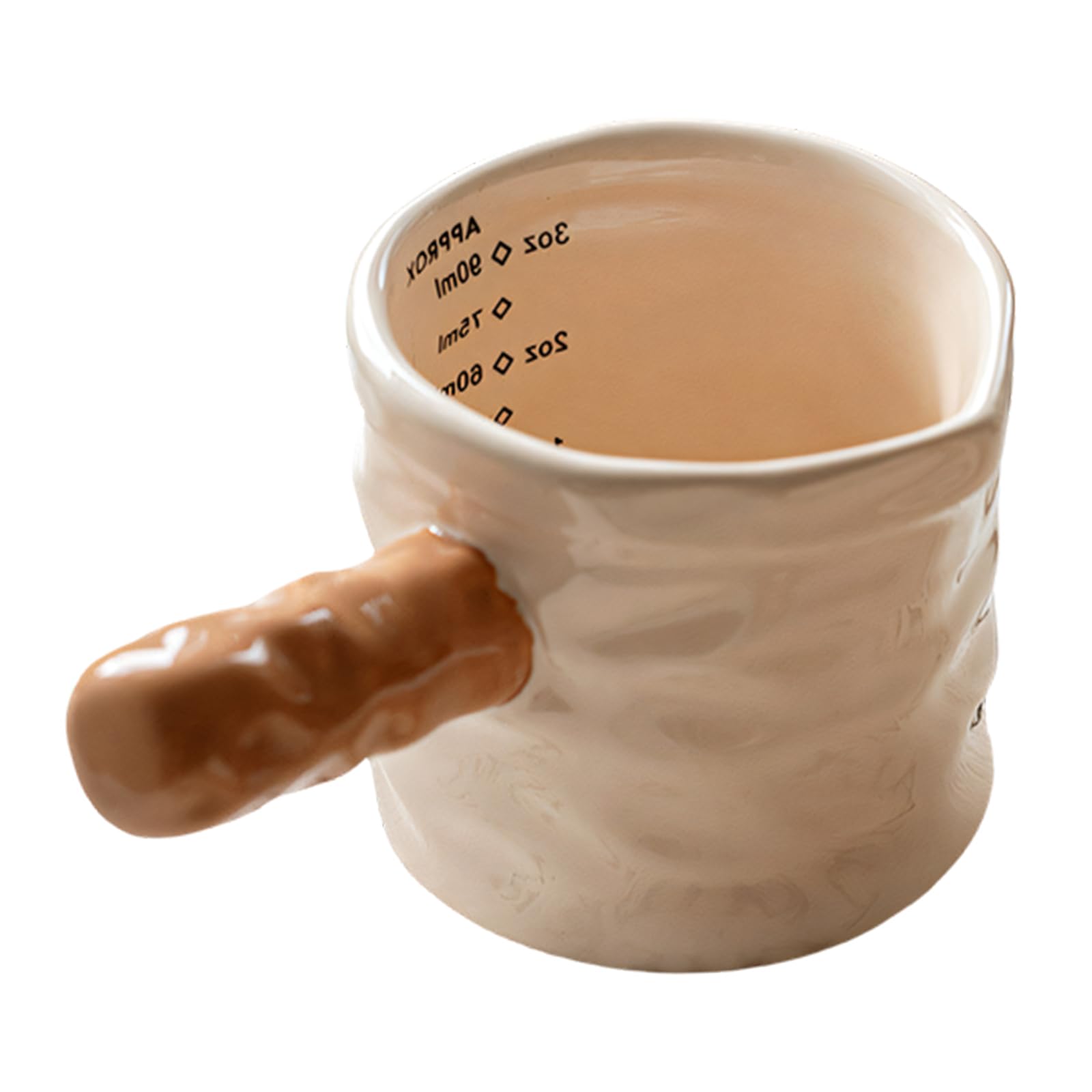 ZEPFJHE Sturdy Porcelain Milk Measure Cup with Ergonomic Handle Kitchen Dispenser for Comfortable Use in Coffee Brewing Tiny Frother with Indicators