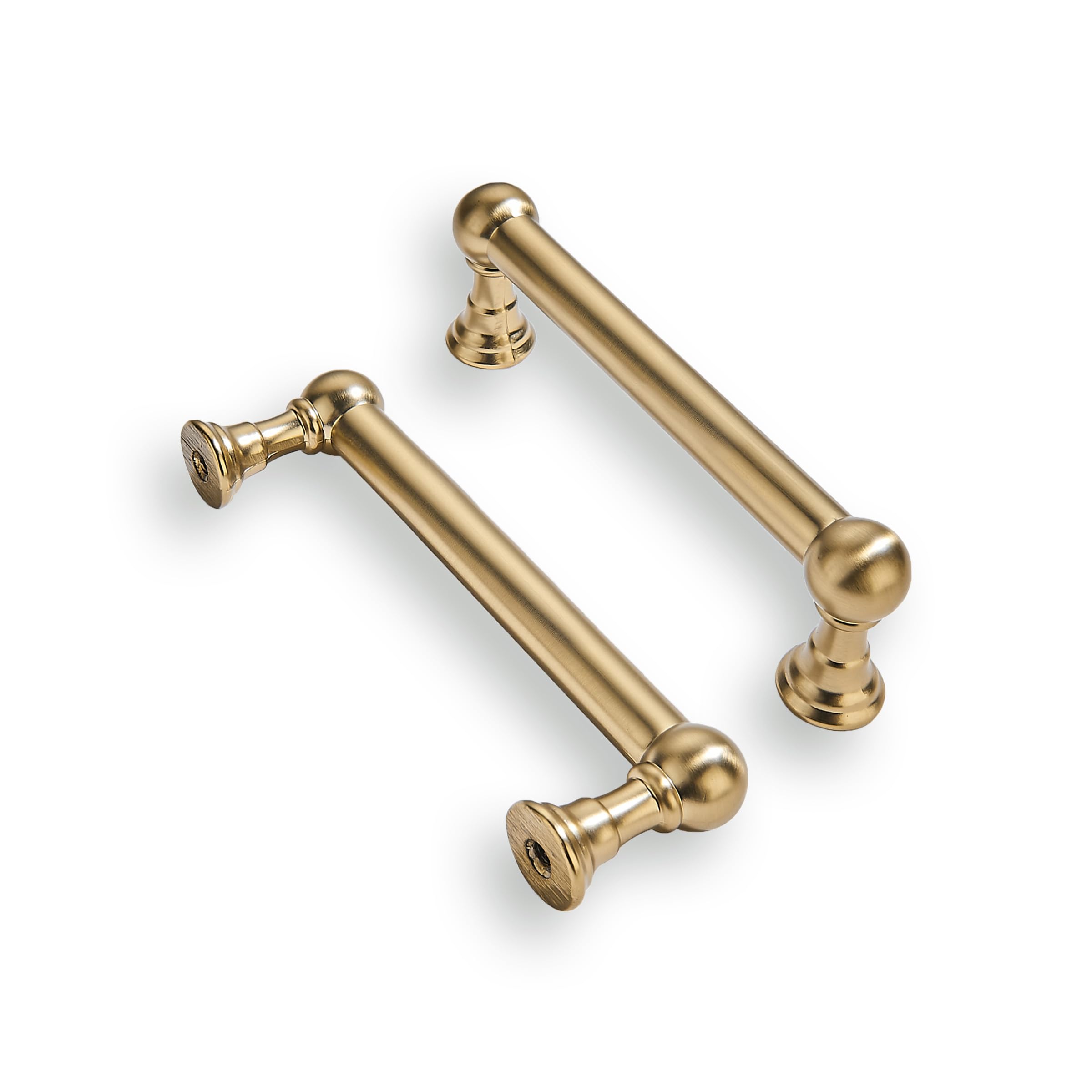 khtumeware 10 Pack 3 Inch Hole Center Brushed Brass Cabinet Pulls Heavy Duty Solid Warm Brass Cabinet Handles cabinets Dressers Kitchens Handles Bathroom cabinets - 1