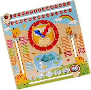 HONMEET 1Pc Relógio De Madeira Crianças Brinquedos De Madeira Quebra-Cabeças De Madeira Brinquedos Para Crianças Calendário Brinquedo Pendurado Placa Crianças Aprendizagem Precoce