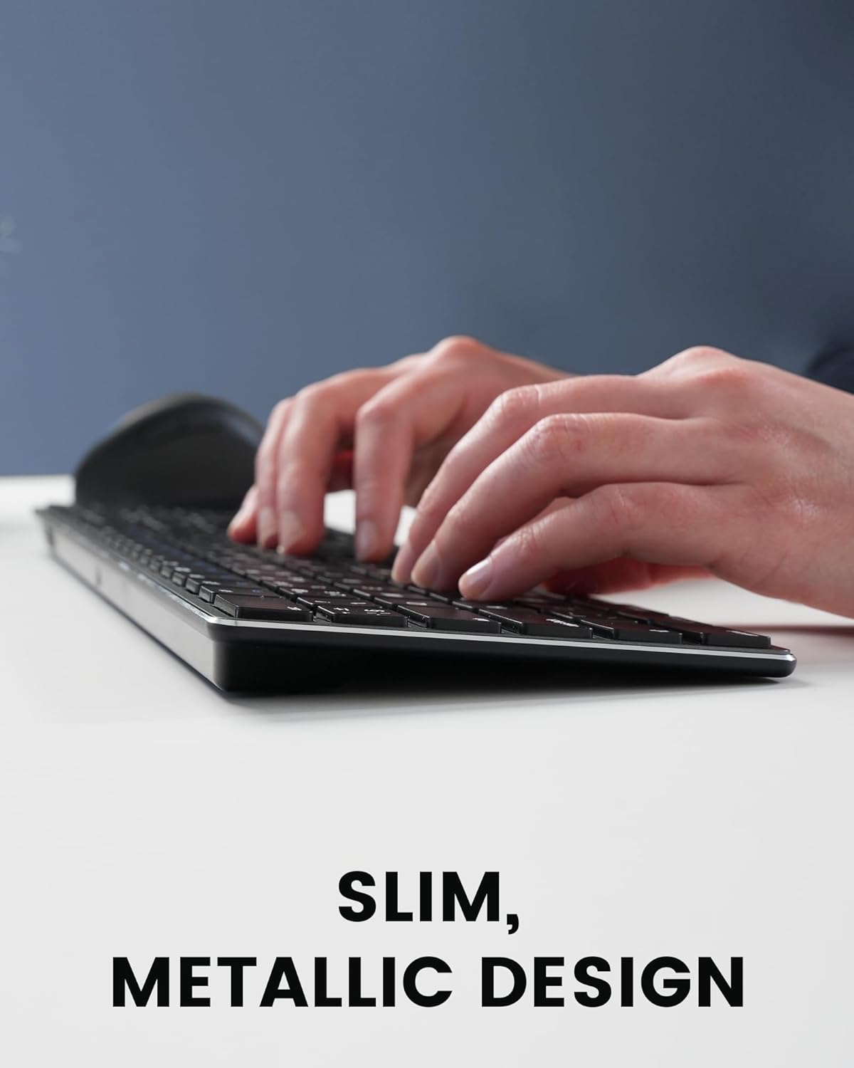 Perixx PERIBOARD-817 Wireless Multi Device Keyboard, Full Size, Aluminum Housing, X Type Scissor Keys, Compatible with Windows, macOS, Linux