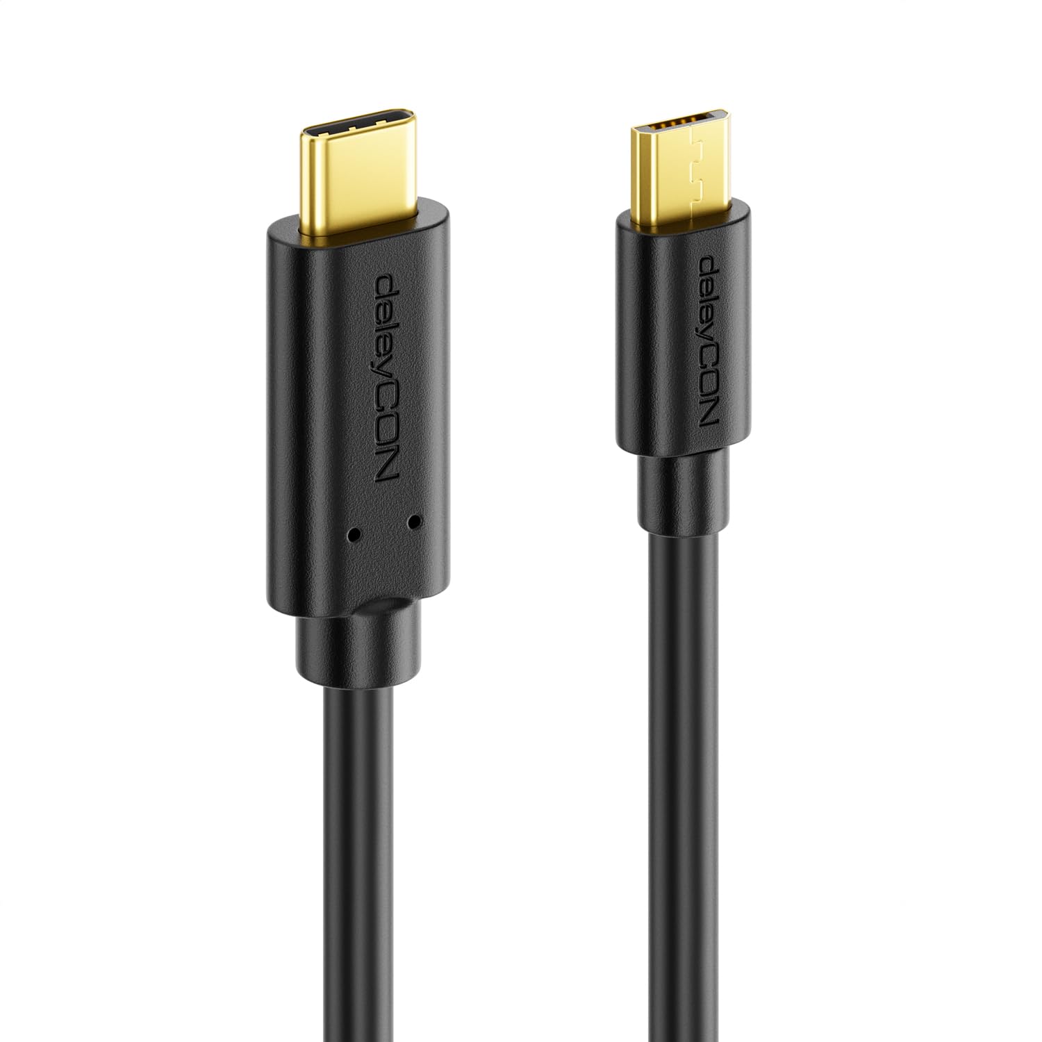 deleyCON 1m USB C a Micro USB - Cavo di Ricarica e Dati da USB-C a Micro-USB - Compatibile per Smartphone Tablet con Presa Micro-USB o Adattatore di Ricarica per Tablet e Notebook con USB-C