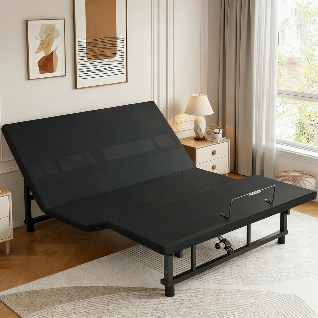 King Size Adjustable Bed Base Frame - Quiet Motor, Head & Foot Incline, Zero Gravity, Wireless Remote, Universal Compatibility (79" L x 74" W x 12.72" H)
