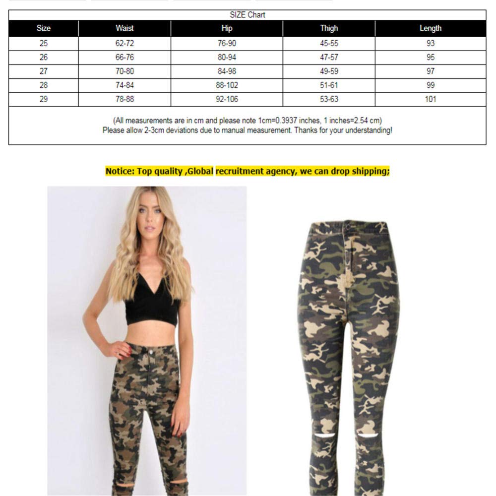 High Waist Camouflage Jeans Frauen Knieloch Pantalon Femme Push Up Militär Cintura Alta Skinny Jeanshose Mujer-25