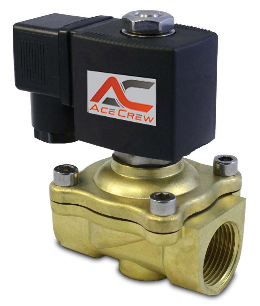 AceCrew Industrial Brass Electric Solenoid Valve Normally Open 3/4 inch NPT 220V, 240V AC - flow control valve for gas, air & water
