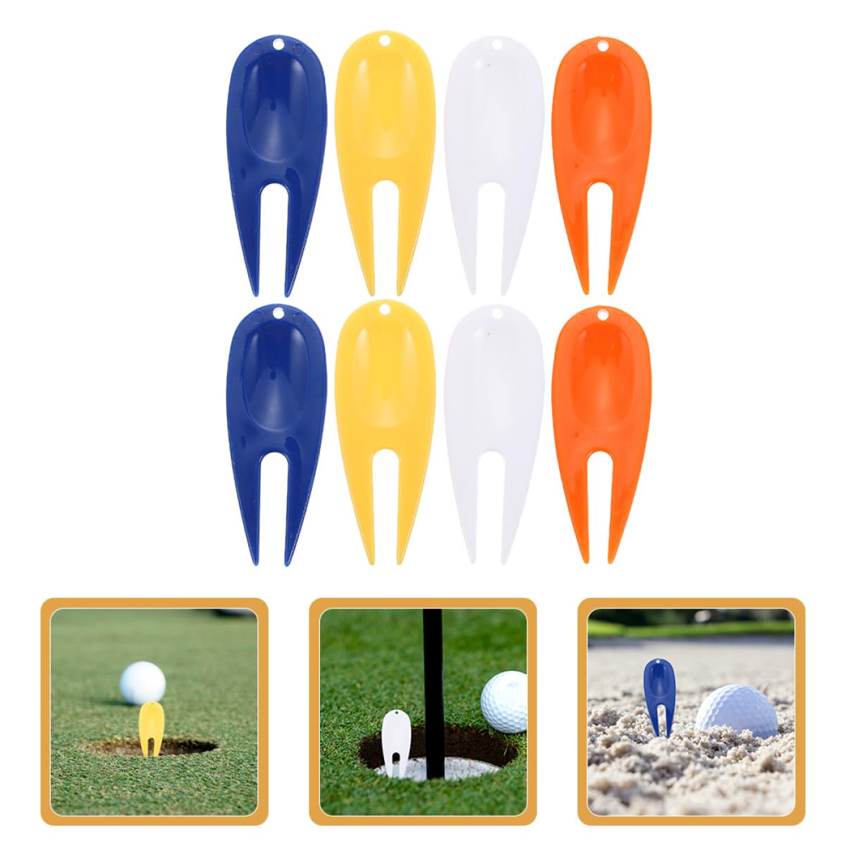 Set de 8 Horquillas de Plástico para Reparación de Chuletas en Green de Golf, Herramienta Portátil y Delicada para Uso en Campo de Golf al Aire Libre