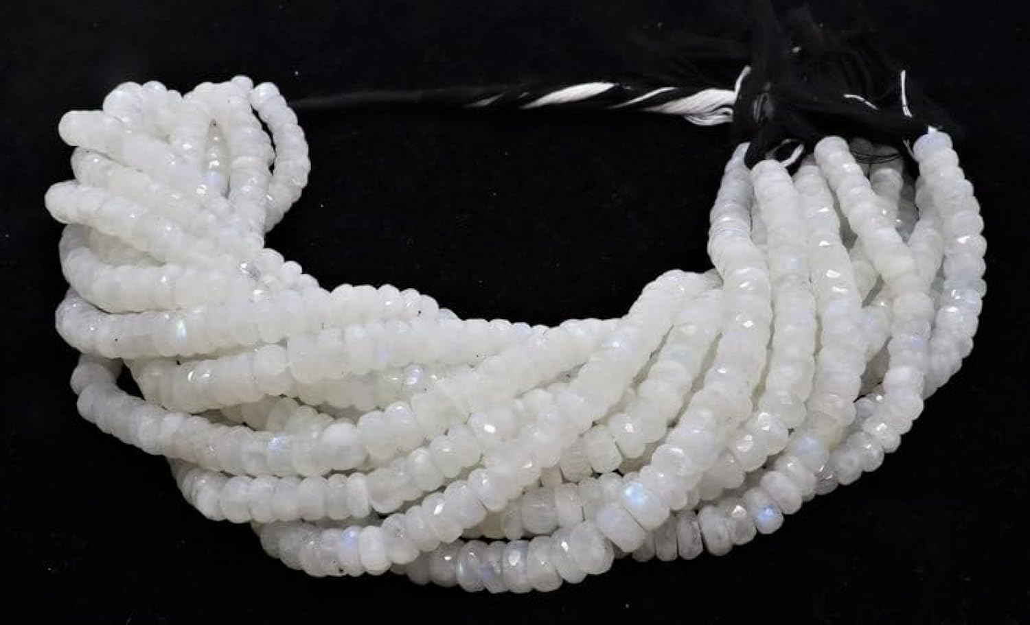 Pierre de lune arc-en-ciel blanche perles rondes facettées 30,5cm