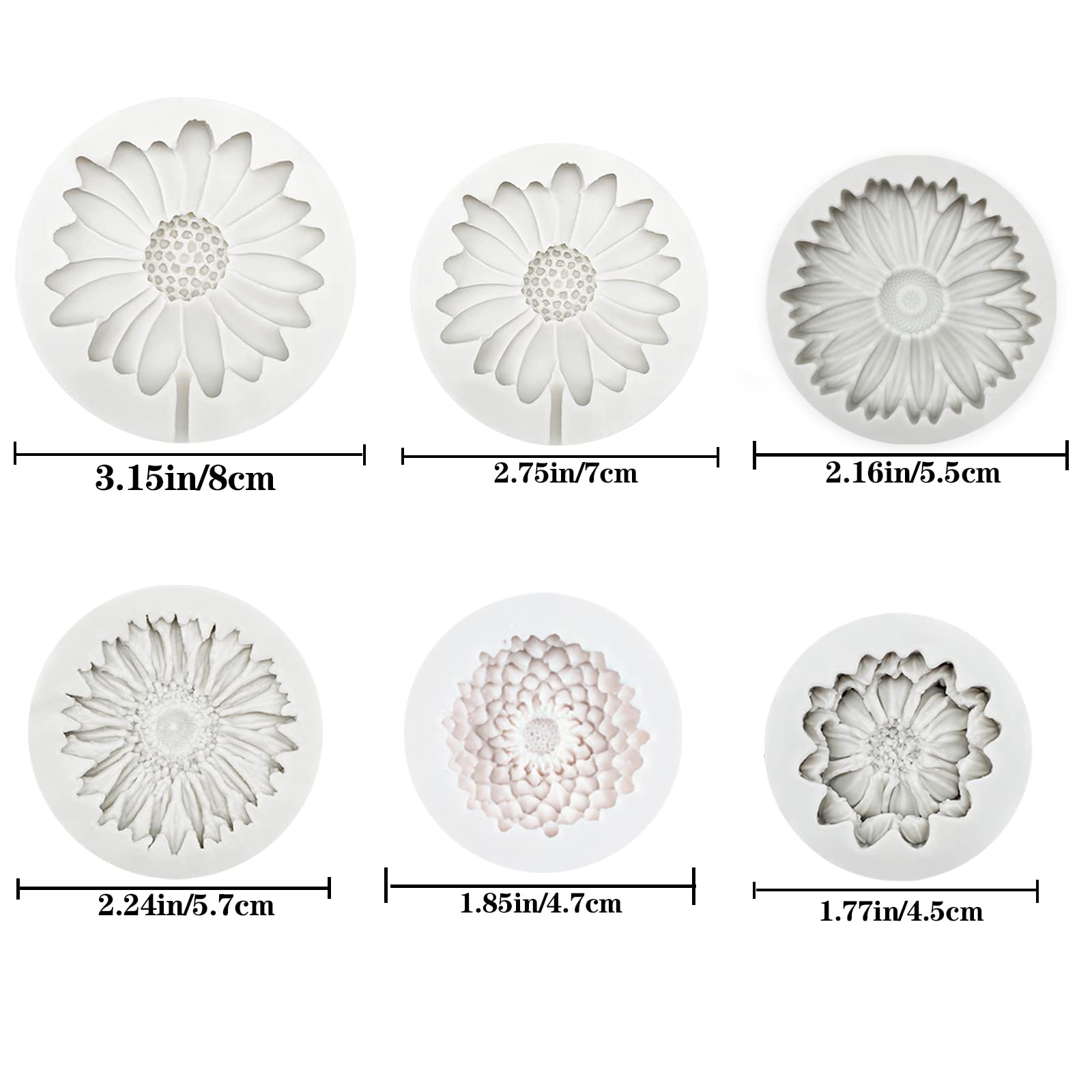 Molde De Silicona De Flores De Margarita, 2 Moldes De Fondant De