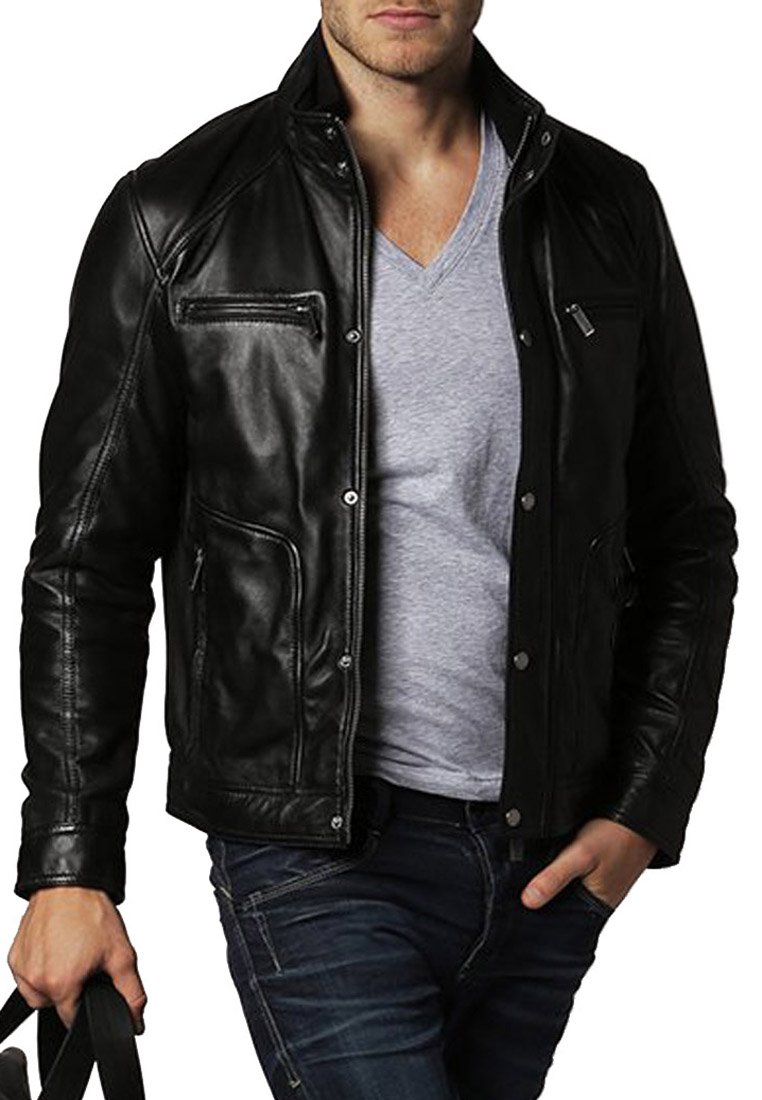Kingdom Leather Men's Genuine Cow Leather Jacket Slim Fit