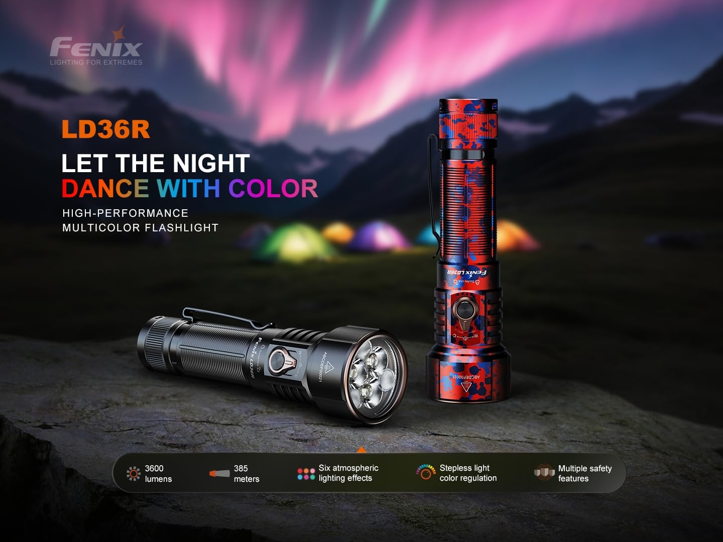 Fenix LD36R 3600 Lumens Rechargeable Flashlight, USB-C Fast