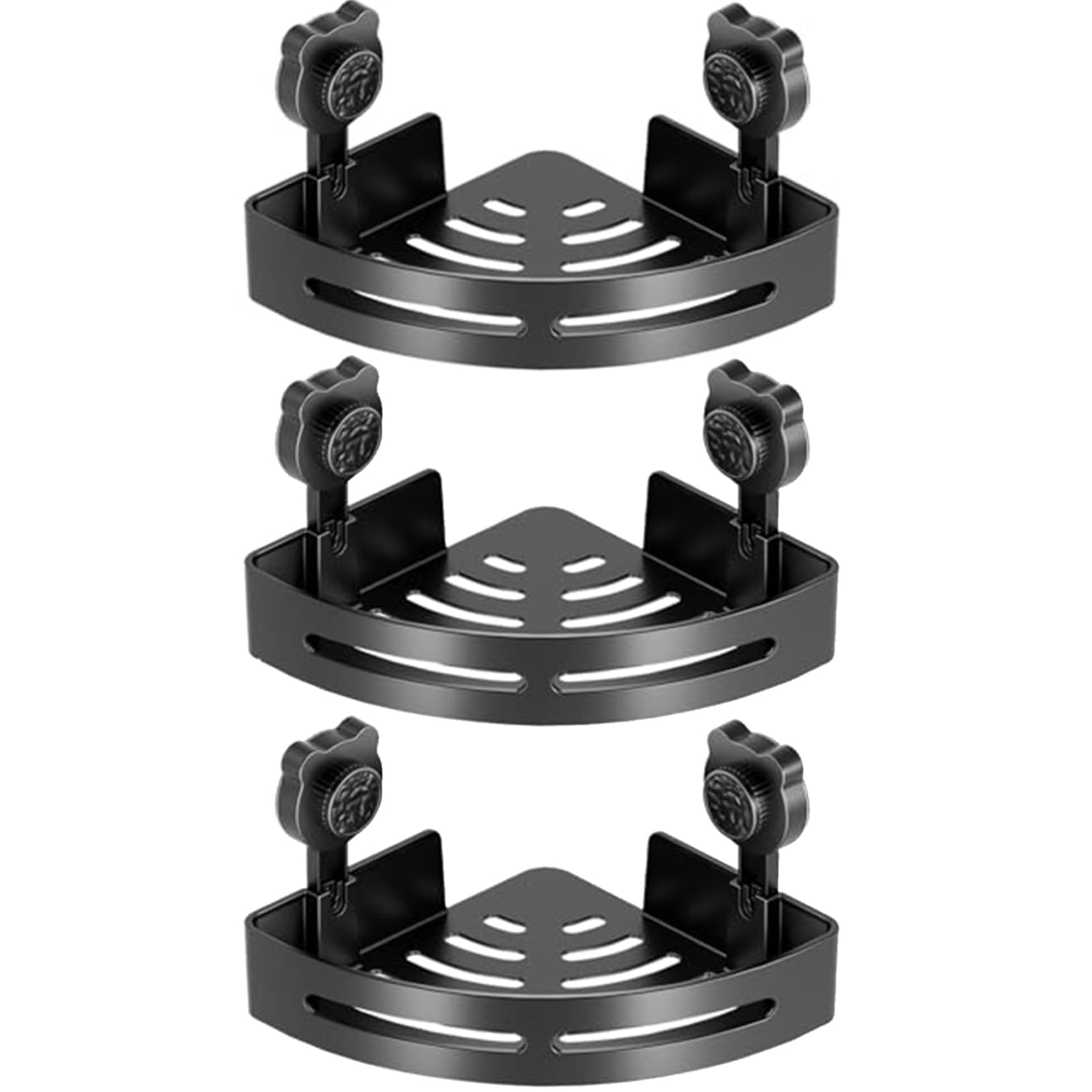Perodlly 3-Pack Shower Corner Caddy, Heavy-Duty Suction Cup Shower Shelf for Bathroom, No Drill Bathroom Organizer with Strong Hold for Tile & Glass..