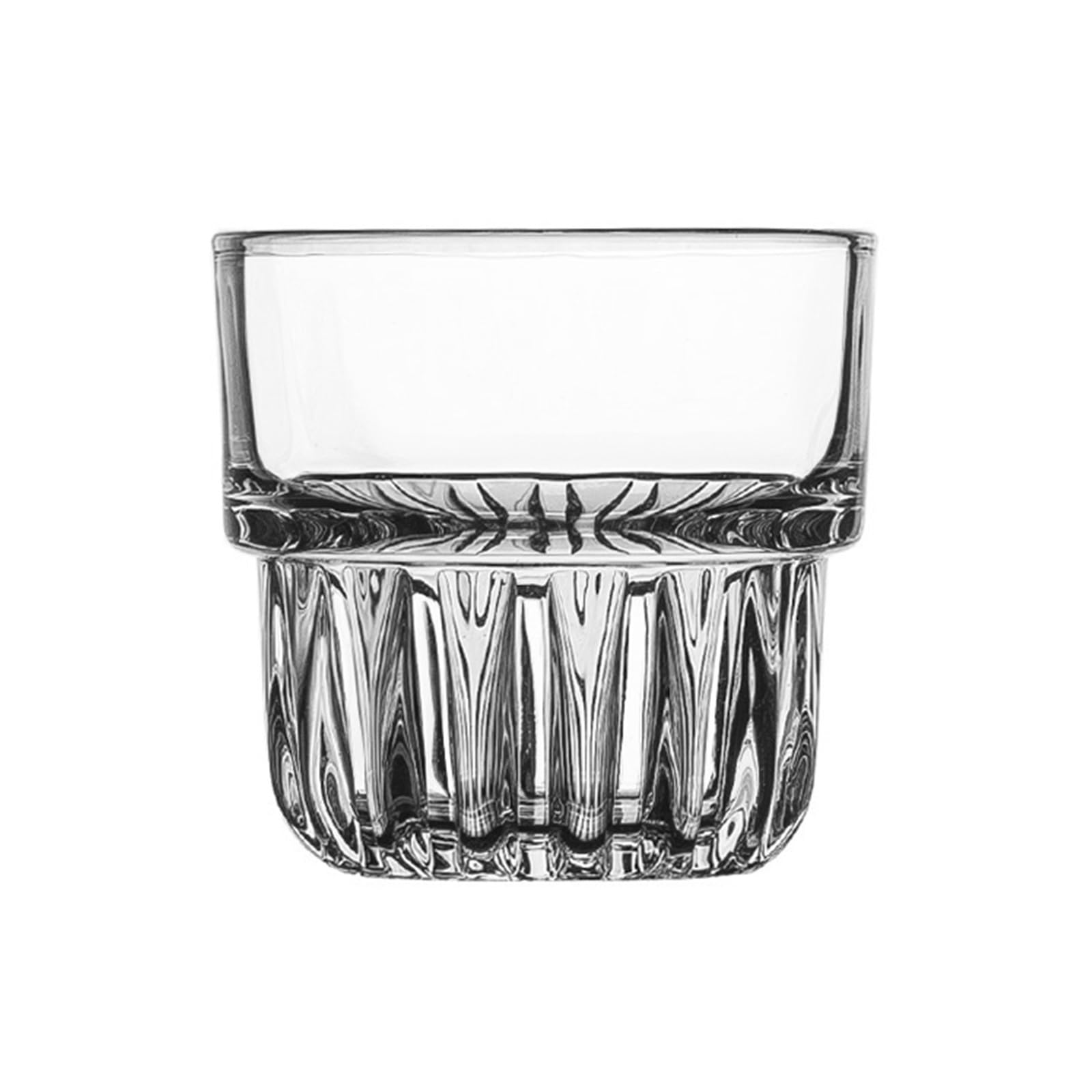 Vasos transparentes apilables de vidrio grueso con relieve para zumo