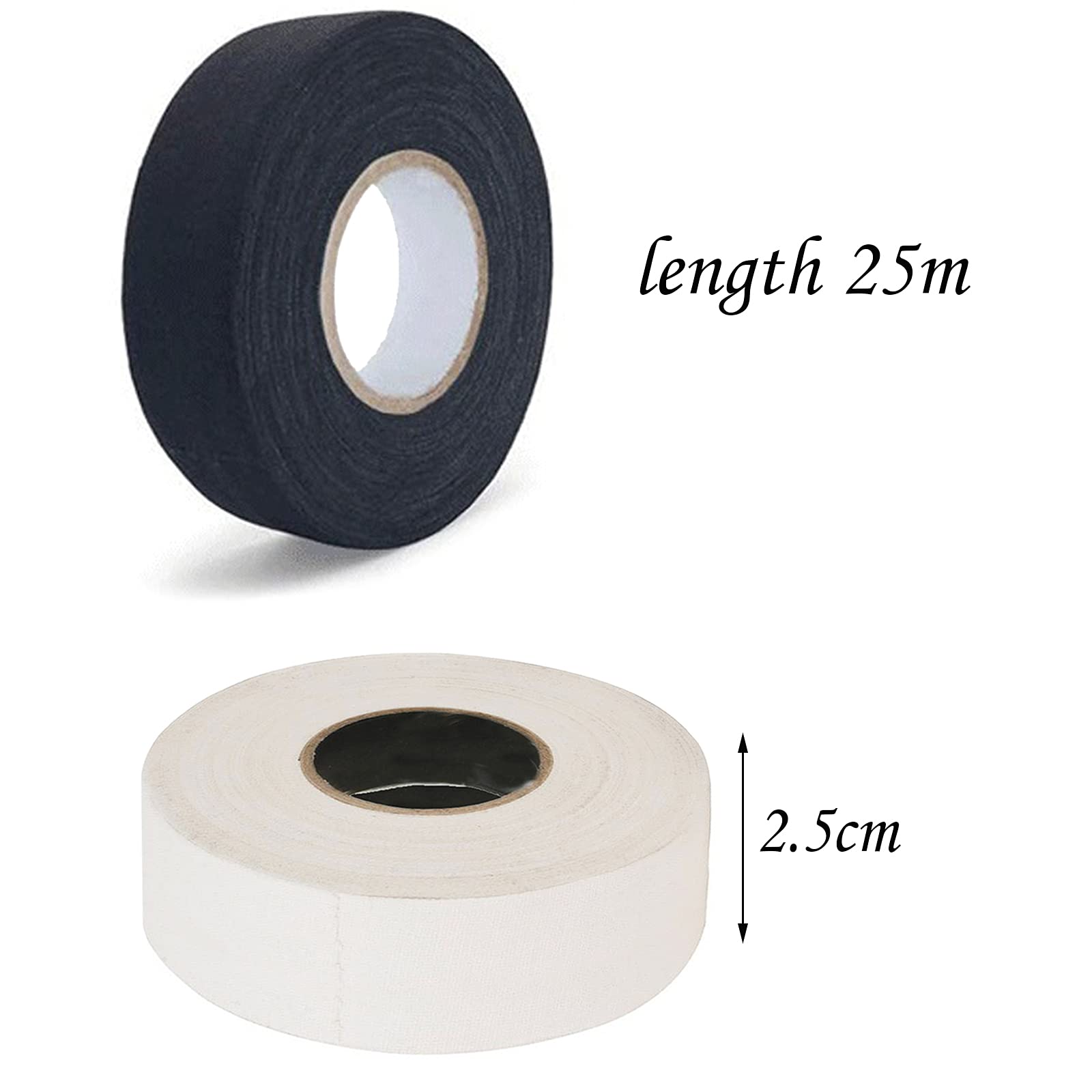 2 Rollos de Cintas de Hockey, Cinta de Agarre de Hockey Antideslizante, Cinta de Agarre de Hockey para Manillar, para Agarre de Bádminton, Barra de Golf, Hockey sobre Patines, 20M, (Negro, Blanco)