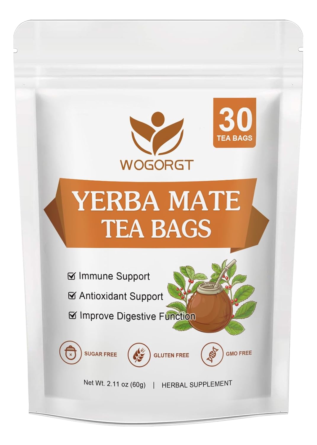 Yerba Mate Tea – Unsmoked Yerba Mate Herbal Tea Bags for Antioxidant, Detox, Digestion and Immune Support, Boost Energy – 30 Tea Bags Yerba Mate Tea – Unsmoked Yerba Mate Herbal Tea Bags for Antioxidant, Detox, Digestion and Immune Support, Boost Energy – 30 Tea Bags