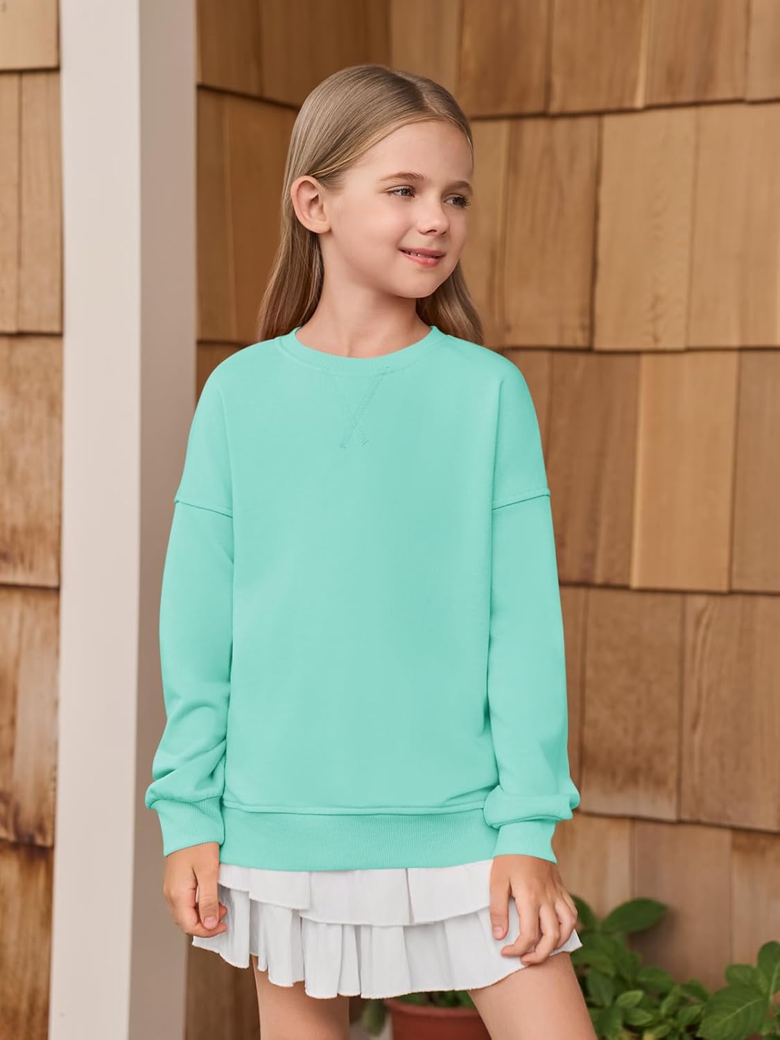 Haloumoning Girls Oversized Crewneck Sweatshirts Kids Long Sleeve Shirts Tops Fall Pullover 5-14 Years - Image 4