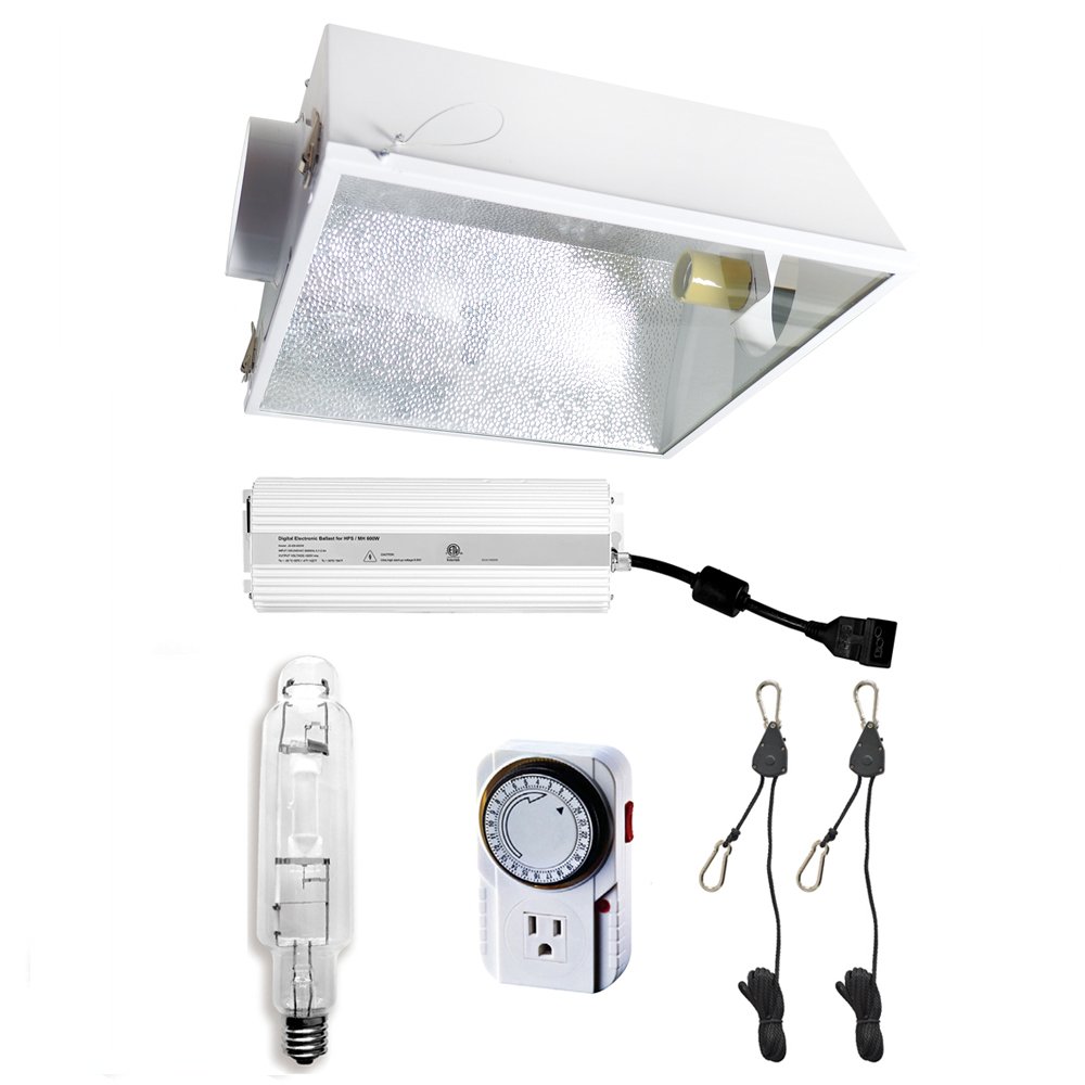 Hydro Crunch600-Watt Grow Light Digital Dimmable MH System for Plant - 6" Large Air Cooled Hood