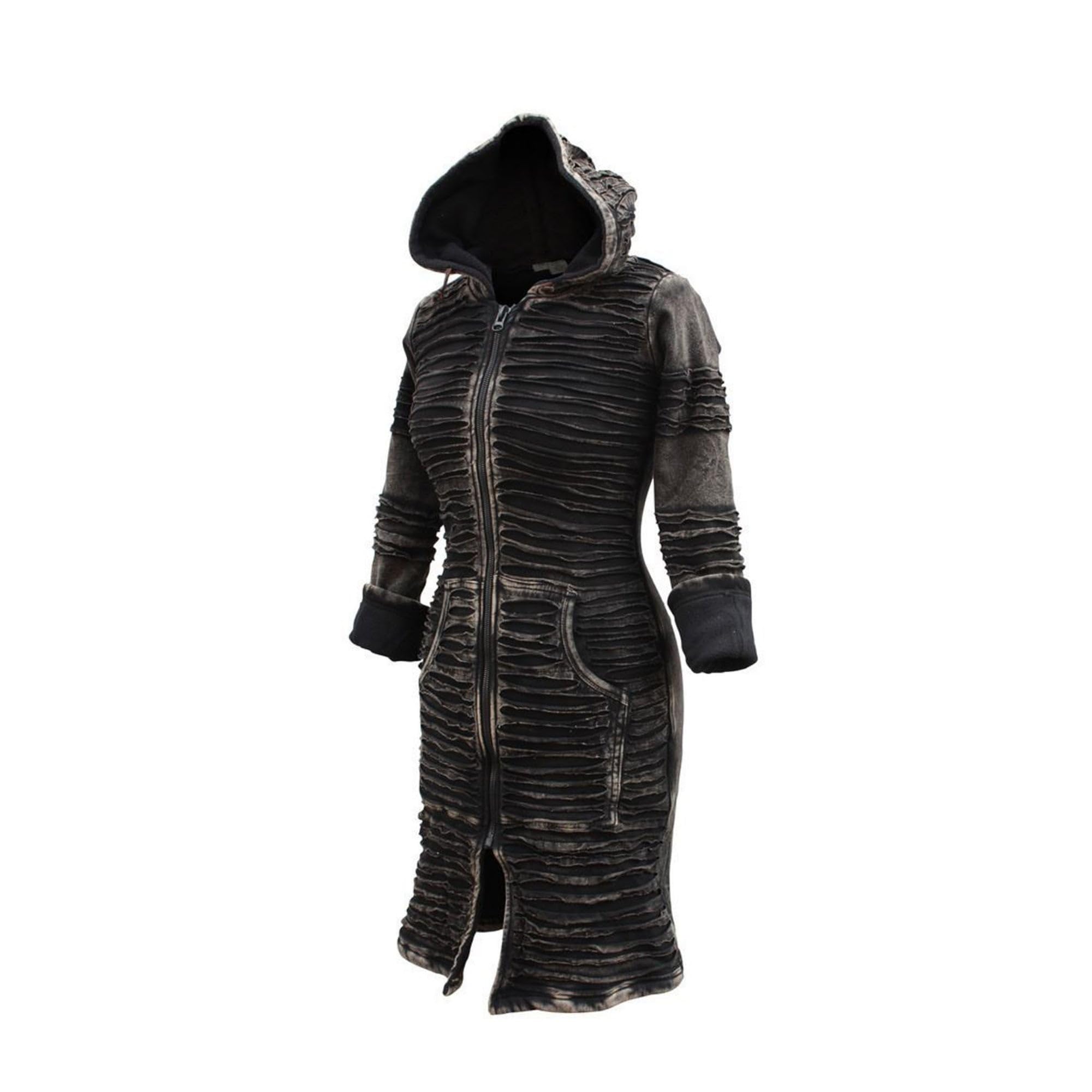 SHOPOHOLIC FASHION Damen Stonewashed Boho Hippie Gothic Lange Jacke