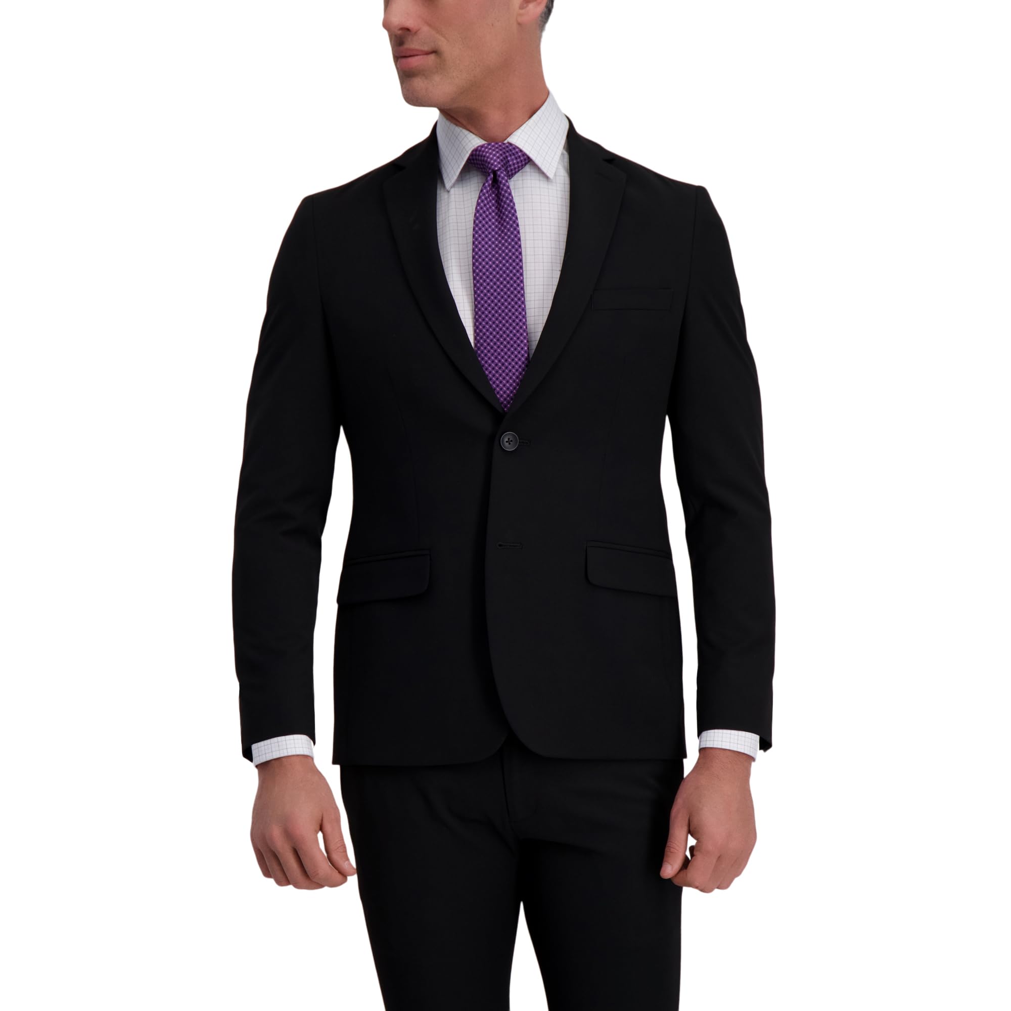 haggar Men's 4-Way Stretch Plain Weave Ultra Slim Two Button Flap Pocket Suit Separate Coat-picture-27