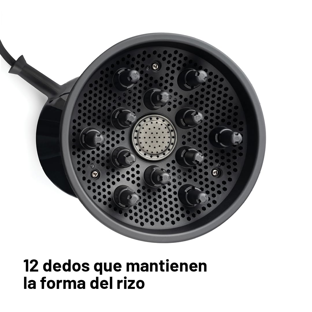 Imetec Diffon, Difusor Secador de Aire Caliente para Cabello Rizado de Hombre, Rizos Definidos Sin Encrespamiento, Tecnología Cerámica, 2 Niveles de Aire/Temperatura, Doble Tensión, 700 W, Negro