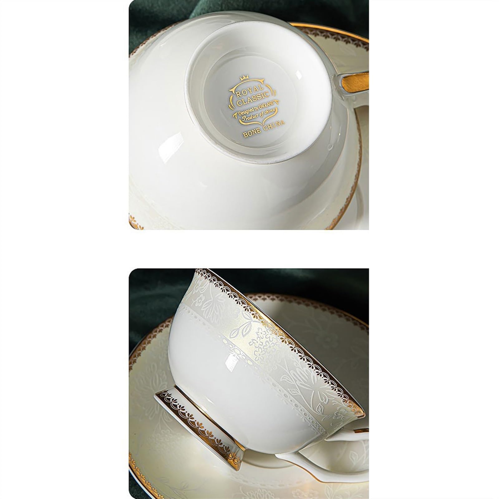 Tasse Tasses Ensemble de tasses à café en relief Style européen, service thé britannique haut gamme, légères luxe porcelaine osseuse exquise
