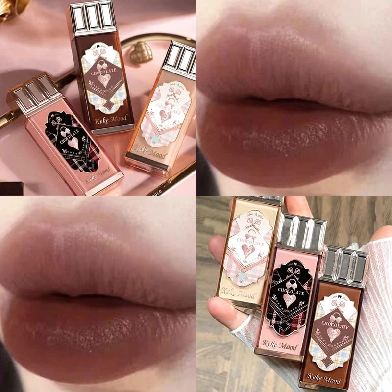 Miniatura 2 de 2 lápices labiales de chocolate, esmalte de labios líquido mate, lindo lápiz labial impermeable a prueba de manchas, terciopelo mate, permanece en