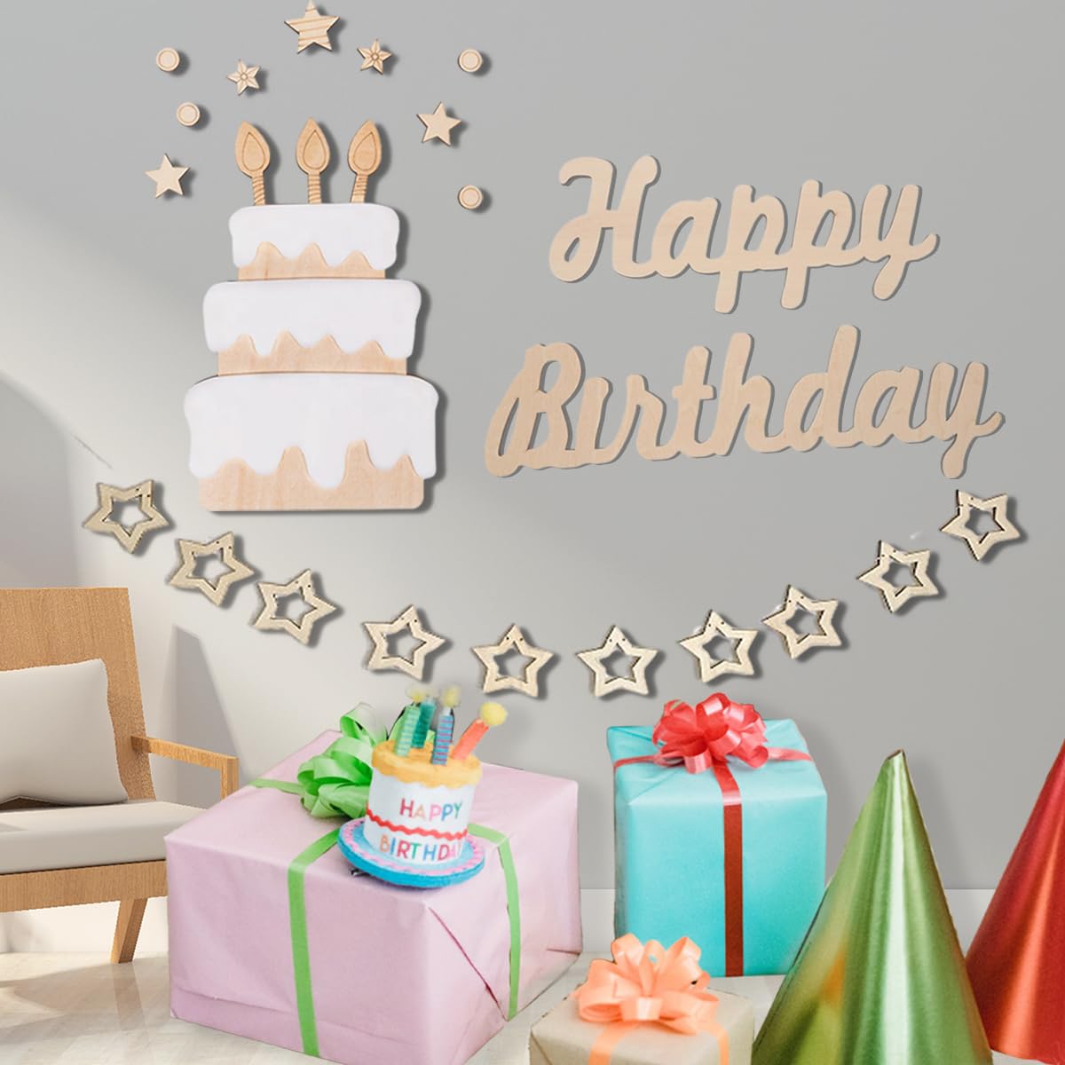 Letrero de círculo de madera de feliz cumpleaños personalizado, accorios de foto, decoración de boda de feliz cumpleaños personalizada, letreros de nombre - AliExprs 15