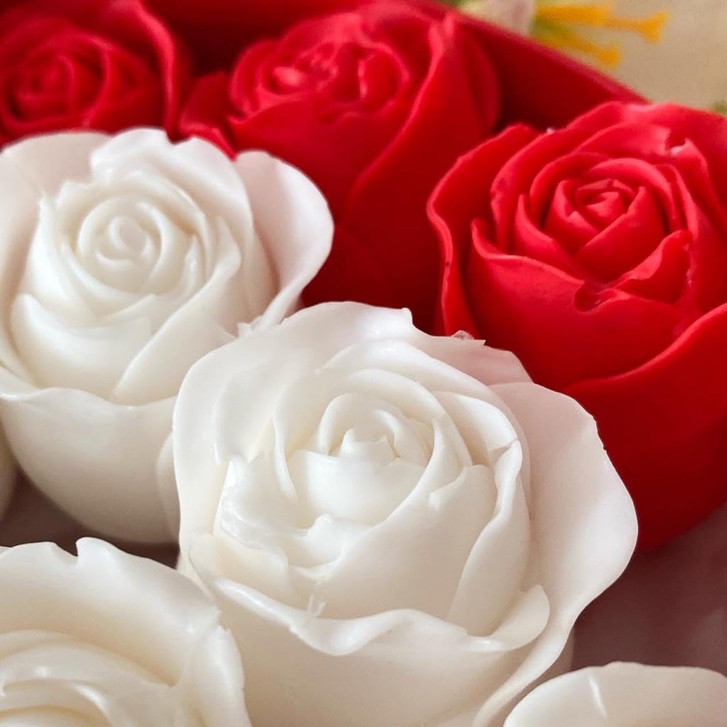 21 Rosas de Jabón de Glicerina en Caja Redonda Roja – Arreglo Floral Artesanal para Regalos Románticos y Decorativos