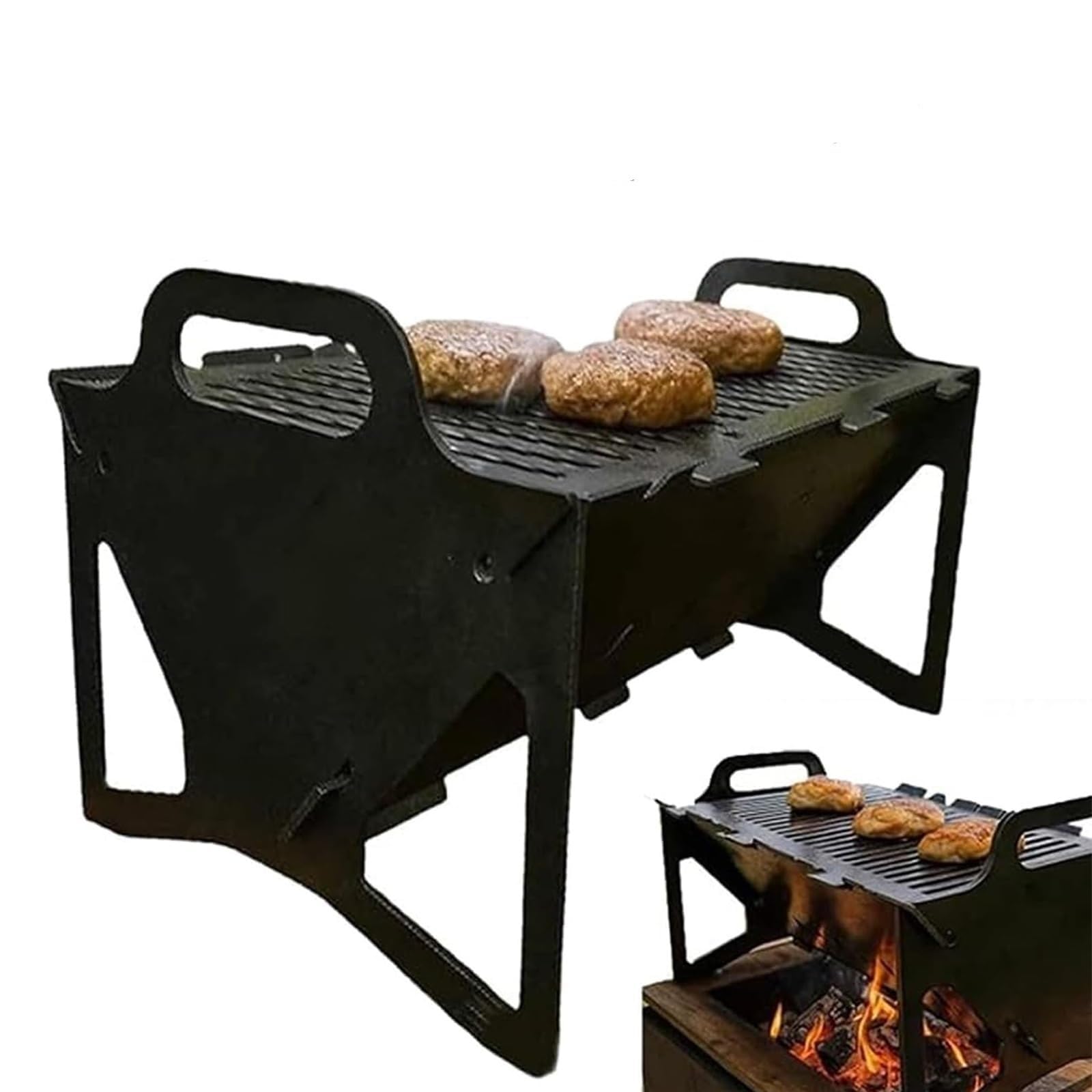 Przenośny grill ze stali nierdzewnej – składany grill na węgiel drzewny na kemping, gotowanie na zewnątrz, lekki i stabilny piec kabobowy, łatwy do przechowywania sprzęt do grillowania